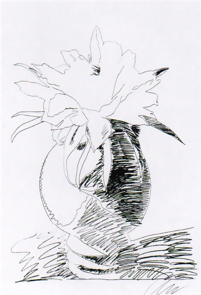 Andy Warhol, Flowers 104 — Black and White II (1974)