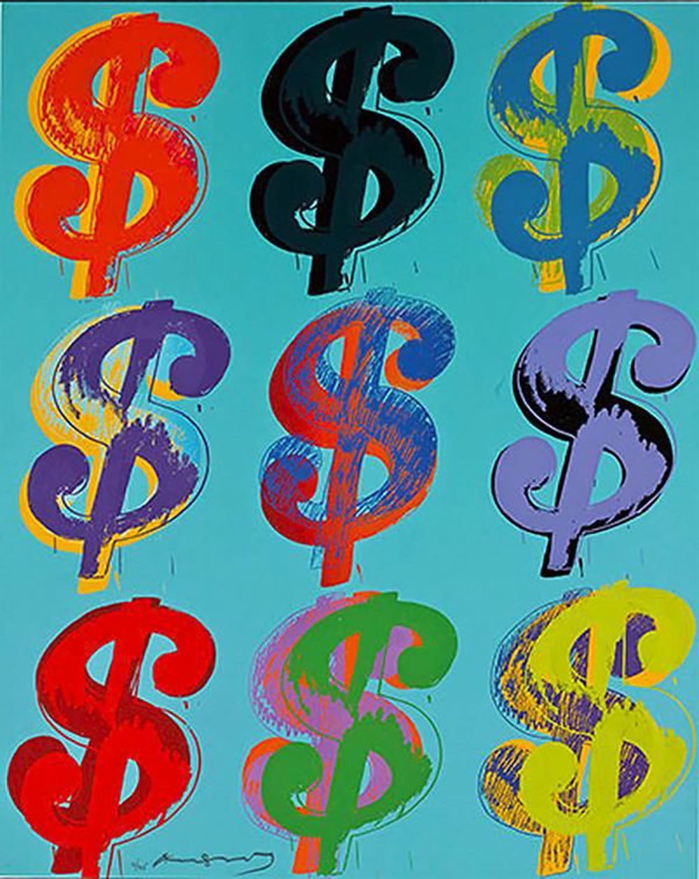 Andy Warhol, 9 dollar sign — 286 (1982)