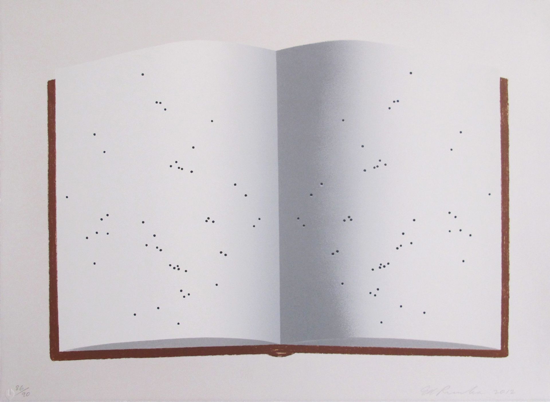 Ed Ruscha, Open Book With Worm Holes (2012)