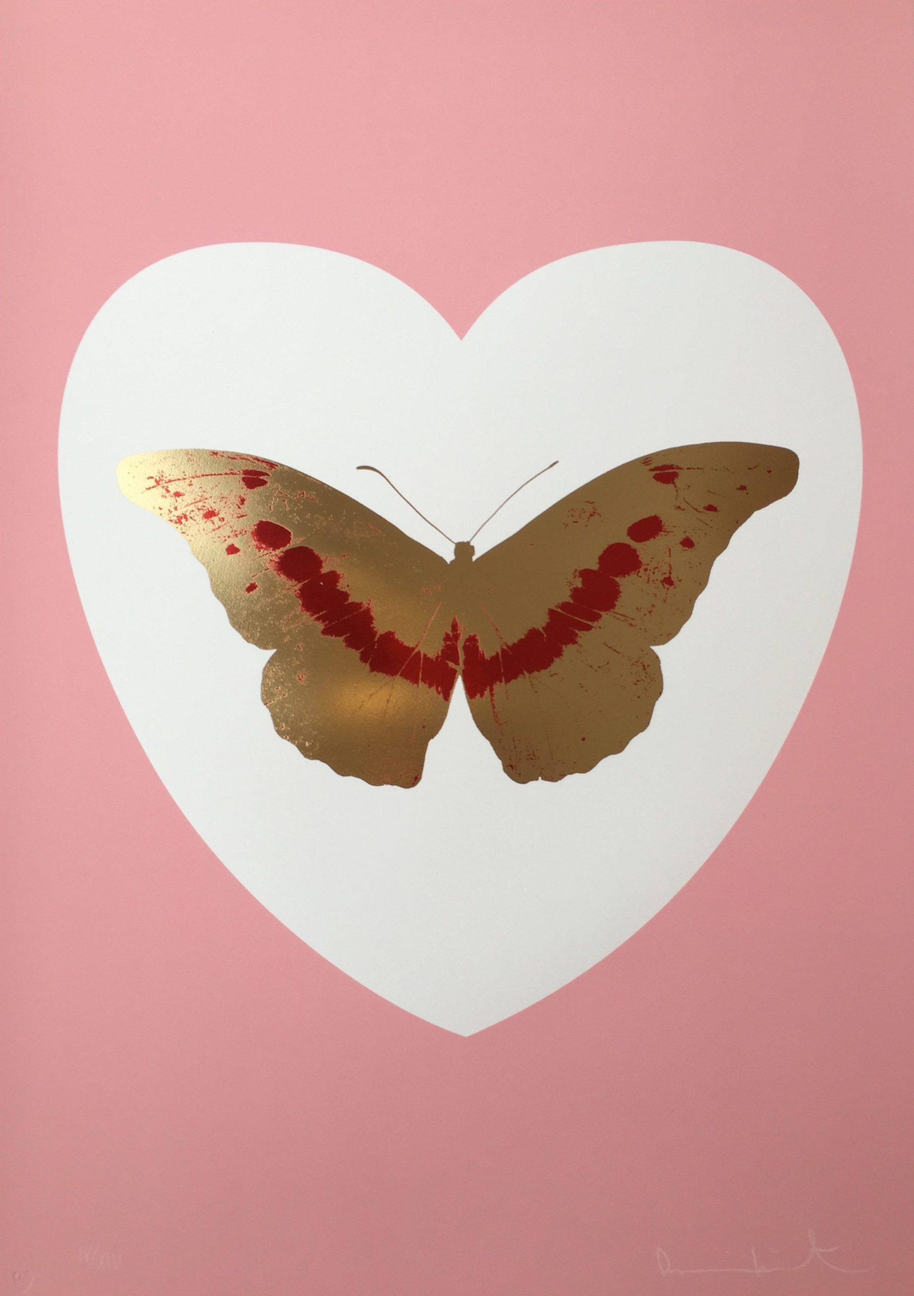 Damien Hirst | I Love You | White/Pink/Cool Gold/Poppy Red | 2015
