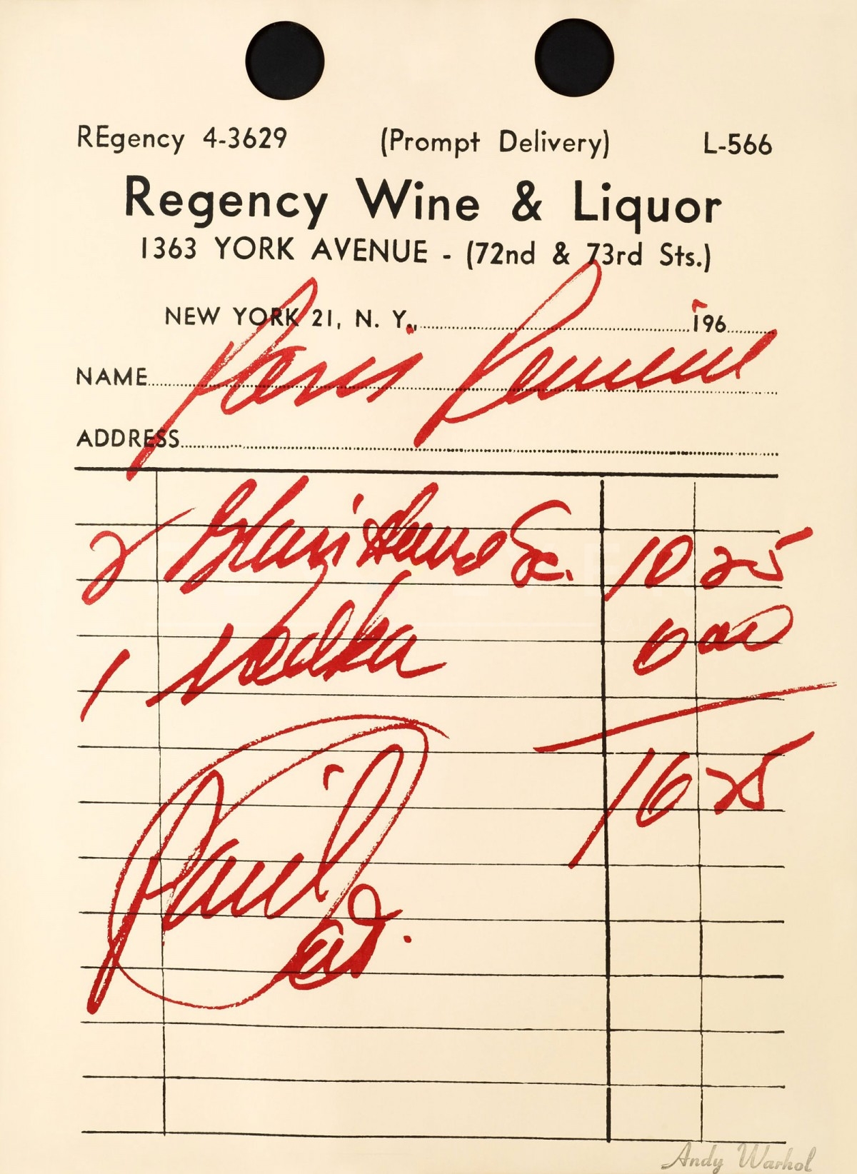 Andy Warhol, Paris Review II.18 (1967)