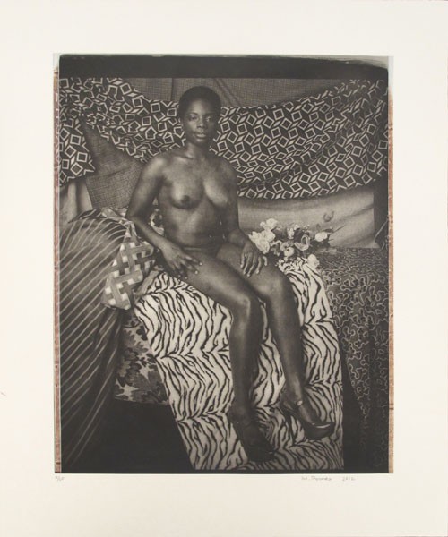 Mickalene Thomas, Portrait of Marie Sitting in Black and White (2012)