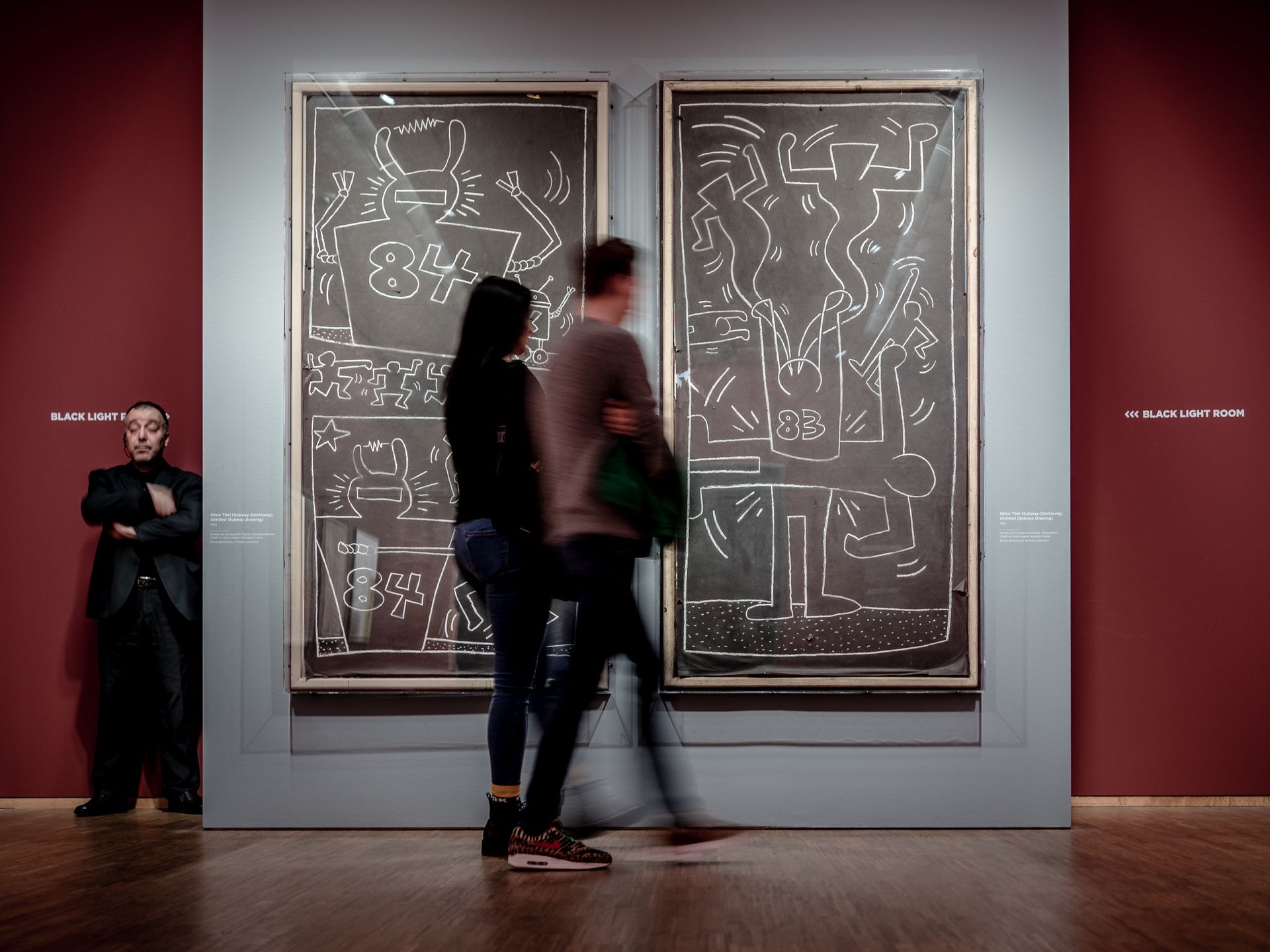 two black and white subways chalk drawings