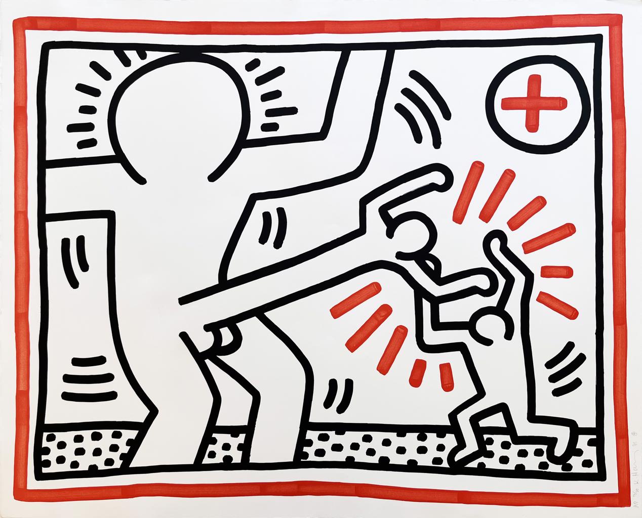 Keith Haring, Three Lithographs: One Plate (1985)